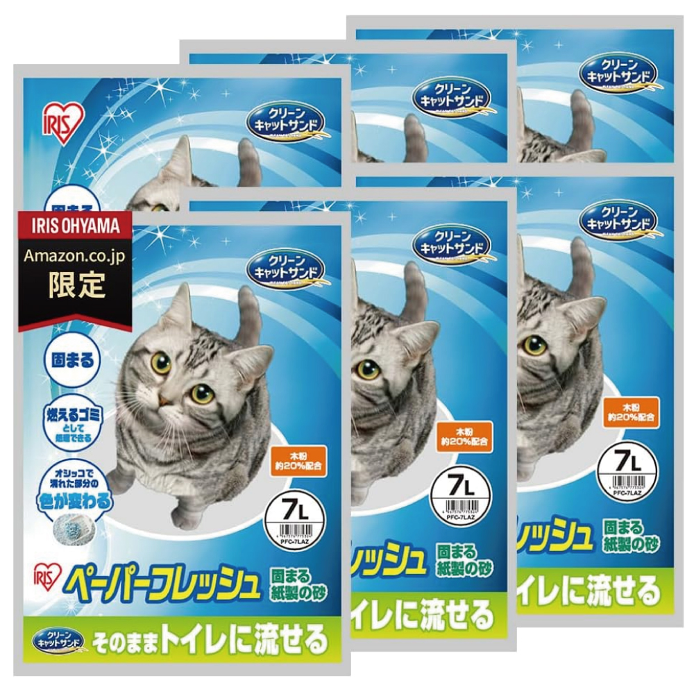 【Amazon.co.jp限定】 アイリスオーヤマ 猫砂 ペーパーフレッシュ トイレに流せる  7L×6袋  PFC-7LAZ