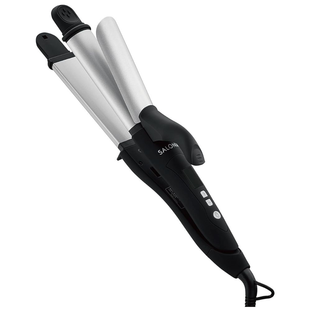 【Amazon.co.jp限定】 SALONIA サロニア 2WAY ストレート カール ヘアアイロン コテ 32mm SL-002A シルバーブラック