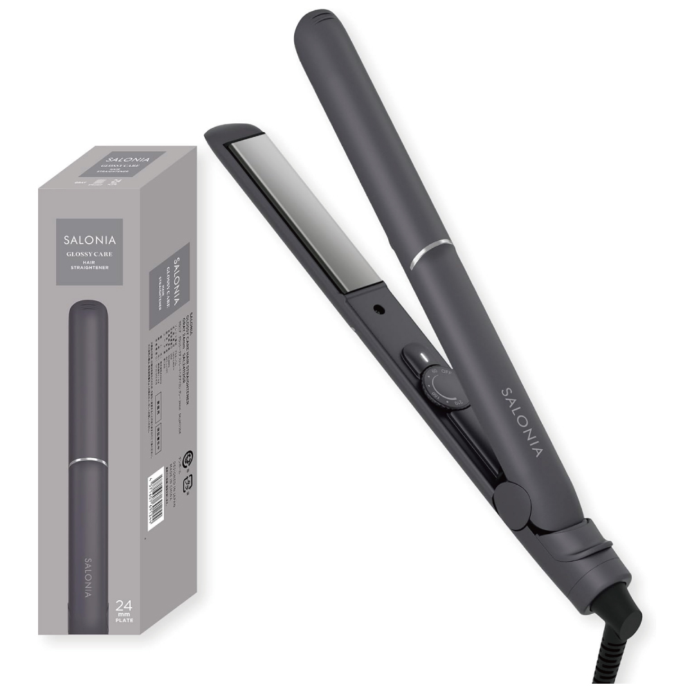 【Amazon.co.jp限定品】 SALONIA サロニア グロッシーケア ストレートアイロン ヘアアイロン 24mm グレー