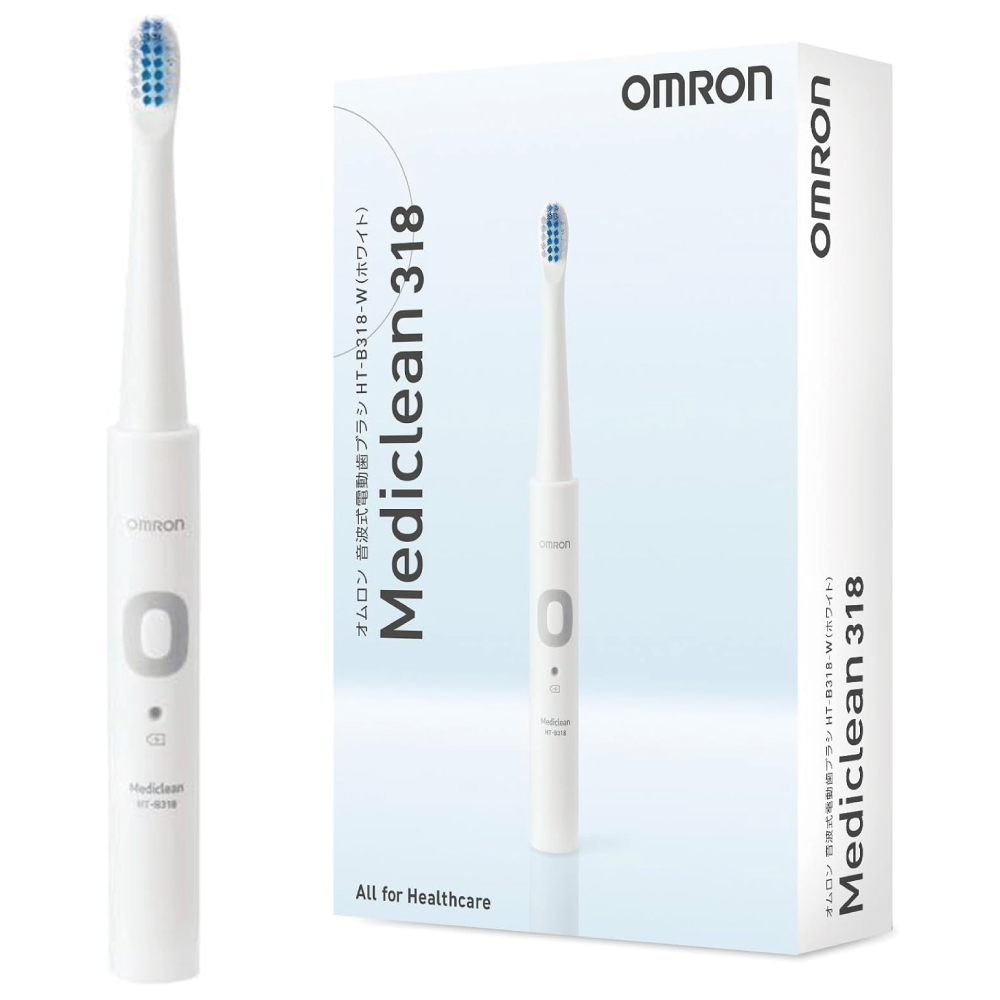 オムロン 電動歯ブラシ HT-B318-W 軽量約46g 替えブラシ2本付き 音波式