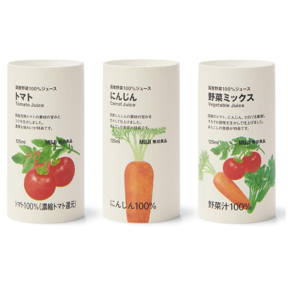 無印良品 国産野菜100％ジュース トマト& にんじん &野菜ミックス