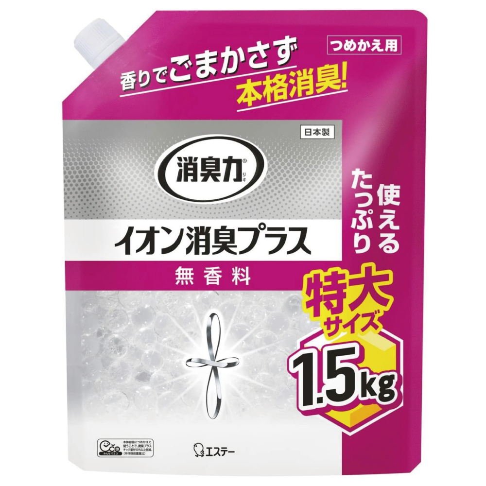 消臭力 イオン消臭プラス 部屋用 トイレ用 置き型 無香料 特大 詰め替え 1.5kg クリアビーズ