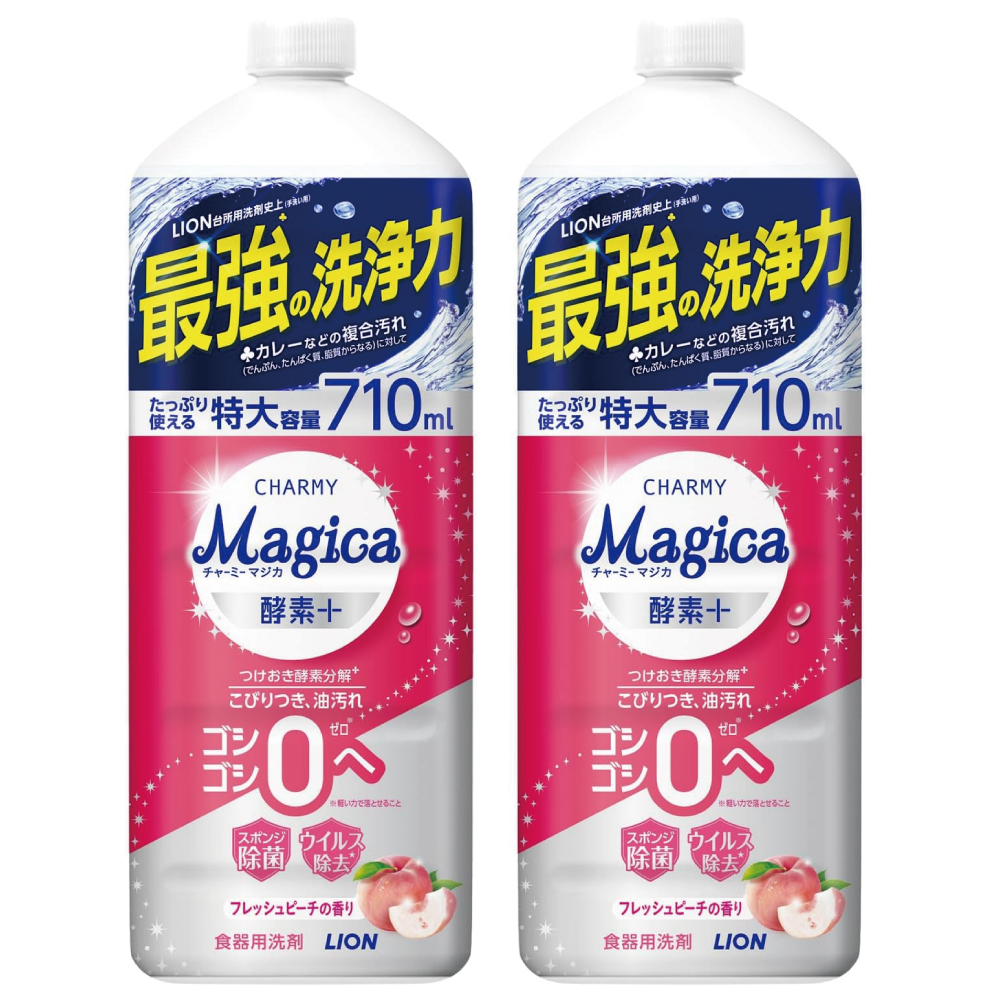 チャーミーマジカ 食器用洗剤 酵素プラス フレッシュピーチの香り 詰替大型 710ml×2個