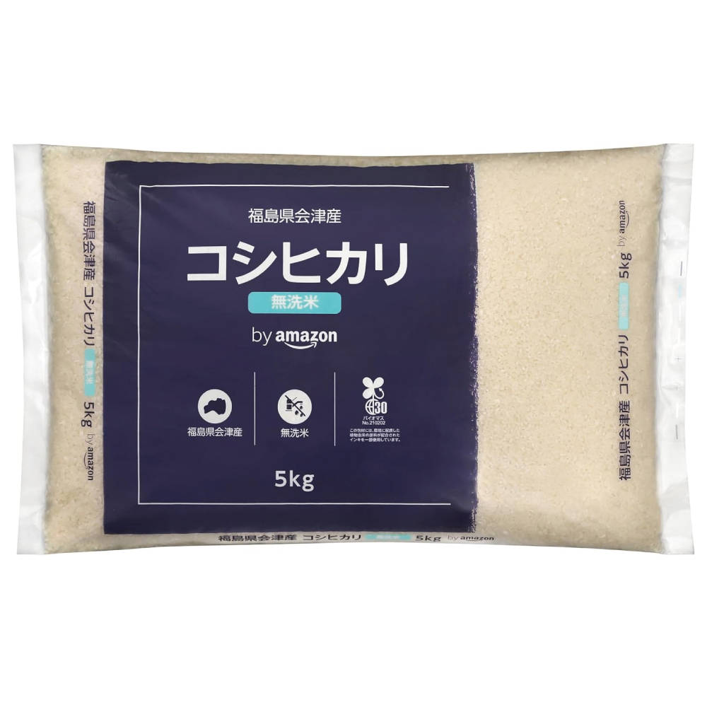 by Amazon 会津産 無洗 精米 コシヒカリ 5kg 令和5年産