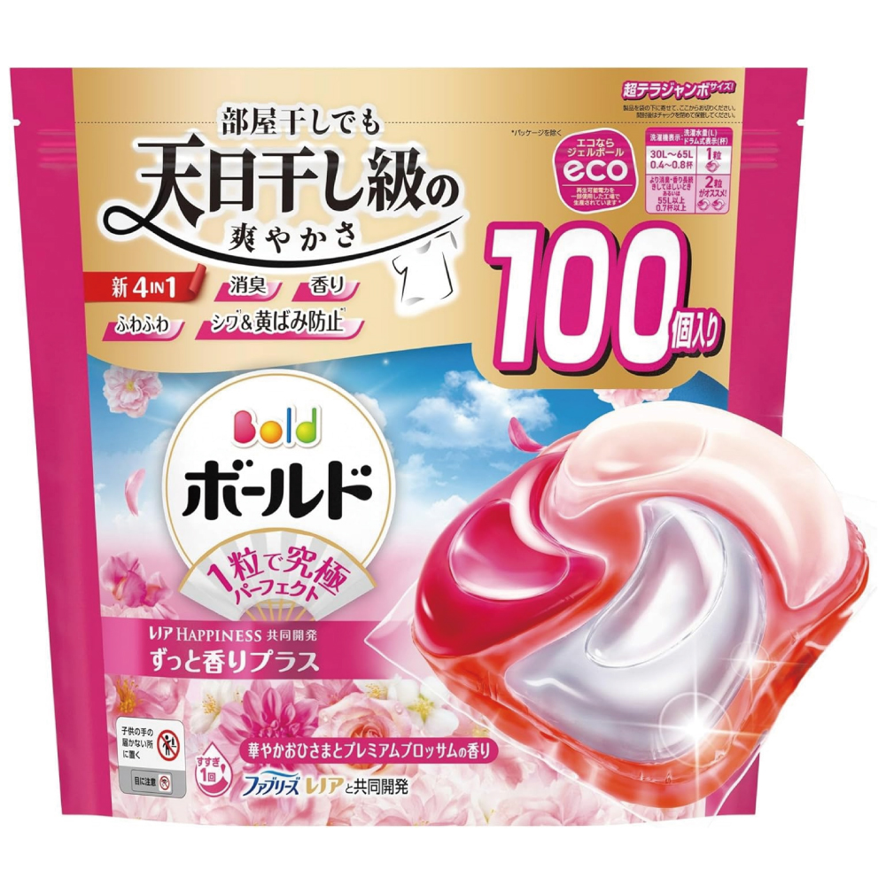 ボールド 洗濯洗剤 ジェルボール 4in1 華やかおひさまとプレミアムブロッサムの香り 詰め替え 100個
