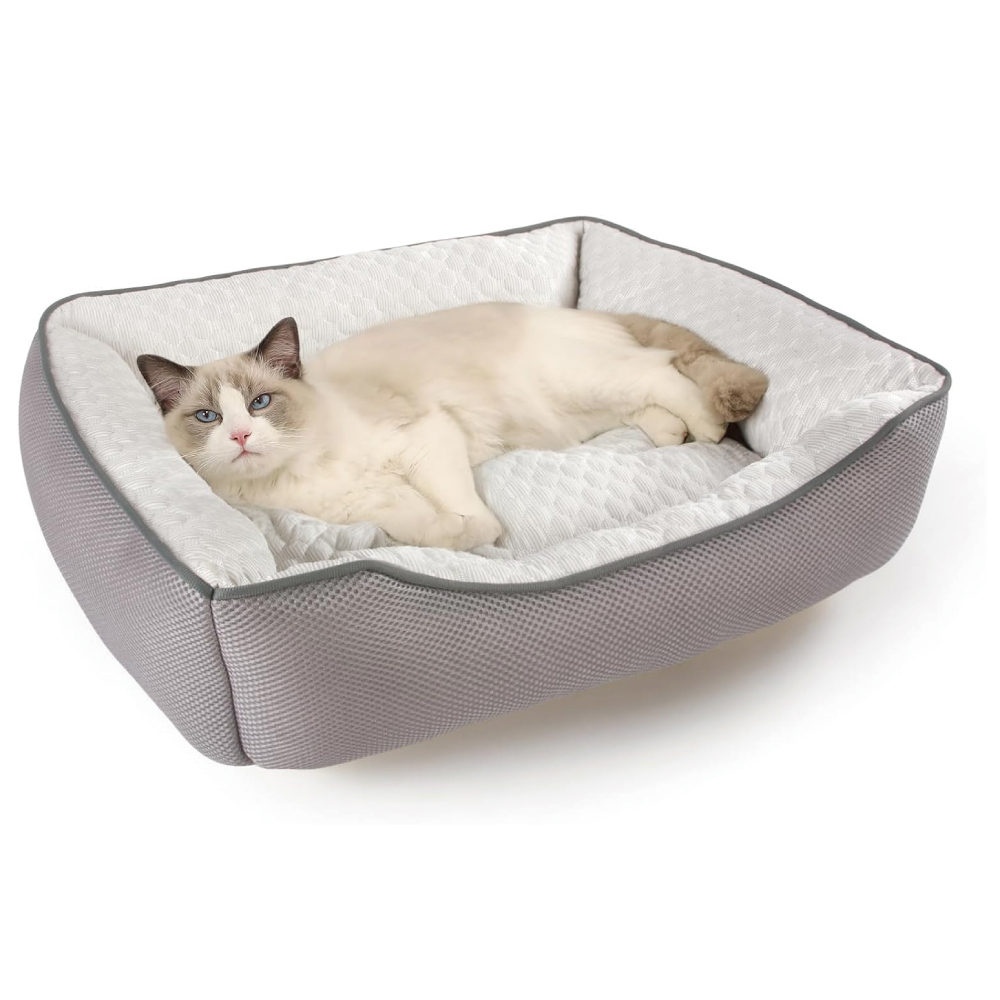 Peto-Raifu 犬 猫 夏用 ペットベッド 接触冷感 外径約60x50x18cm グレー