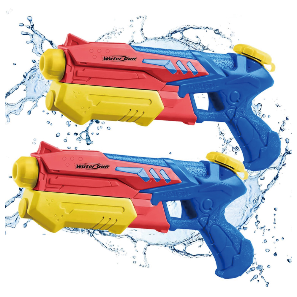 水鉄砲 2丁セット 最大飛距離10m 加圧式 強力 連射OK タンク容量300ml ライフル型  ブルー＆レッド