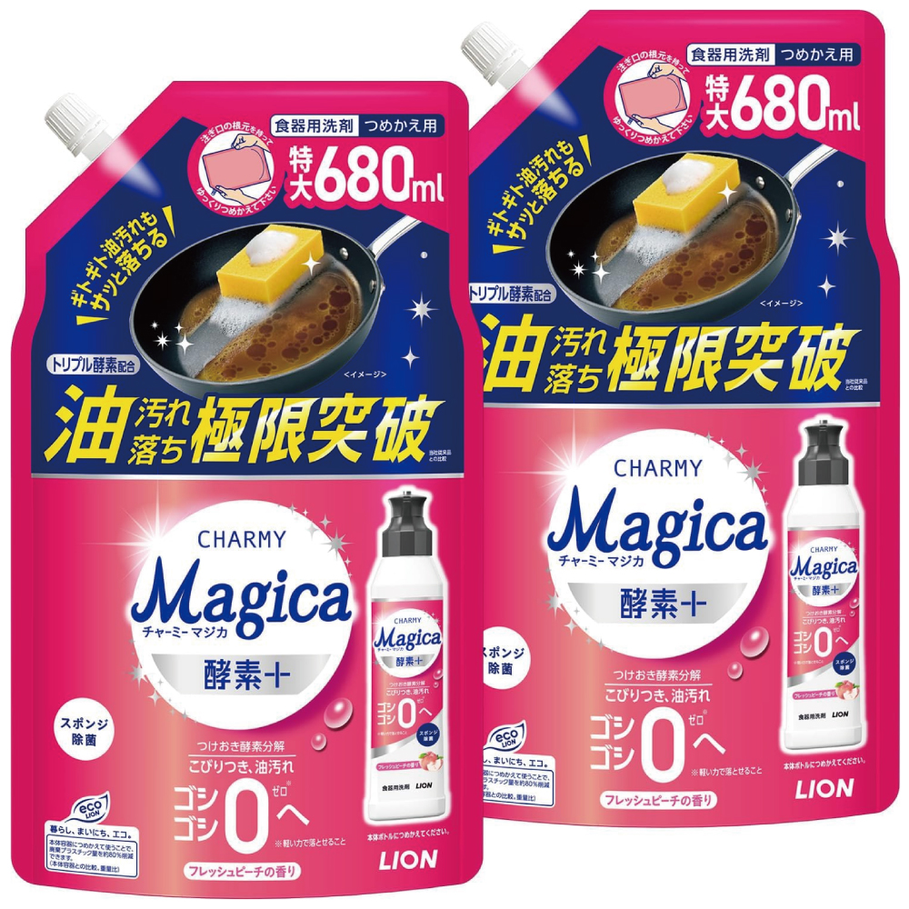 CHARMY Magica チャーミーマジカ 酵素+(プラス) フレッシュピーチの香り 詰替680ml×2コ