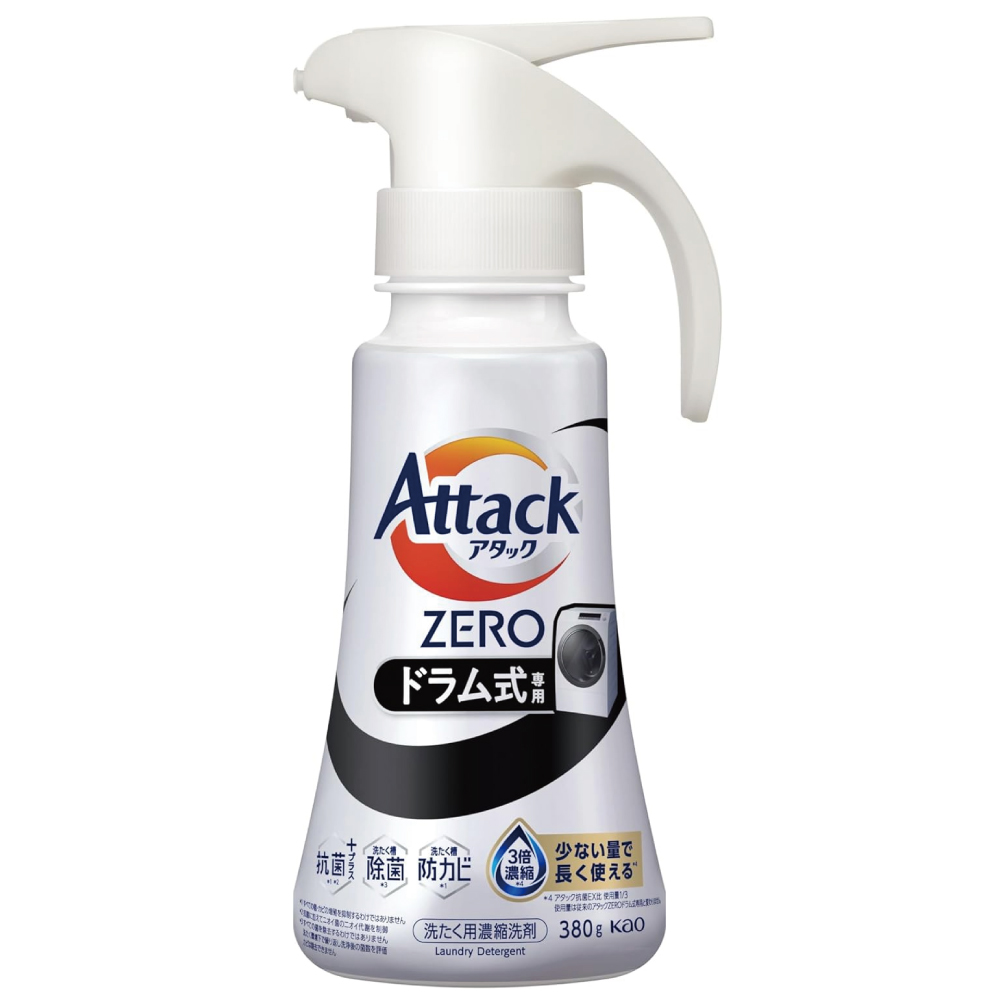 アタックZERO 衣類から洗濯槽まで、アタックZERO液体史上 最高峰の消臭 ドラム式専用 ワンハンドタイプ 380g