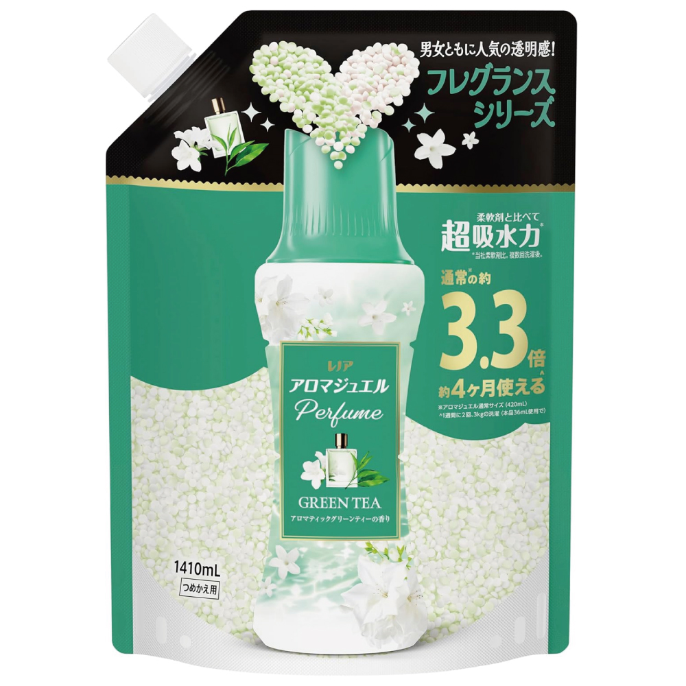 レノア アロマジュエル Perfume お洗濯の香り付けビーズ アロマティックグリーンティーの香り 詰め替え 1410mL