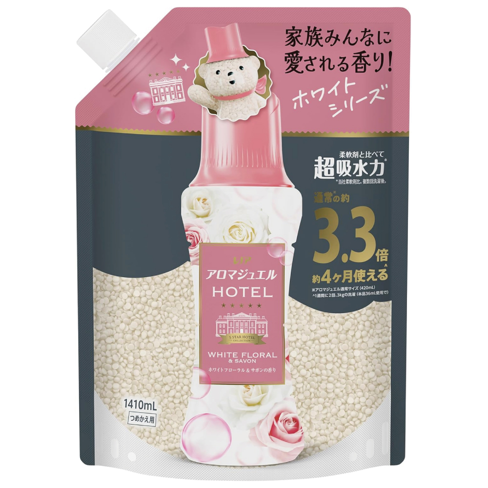 レノア アロマジュエル HOTEL お洗濯の香り付けビーズ ホワイトフローラル＆サボンの香り 詰め替え 1410mL