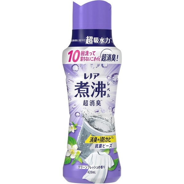 レノア 煮沸レベル超消臭 抗菌ビーズ 消臭＋洗濯槽の防カビ クリーンフレッシュの香り 本体 420mL