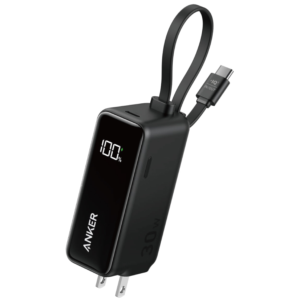 Anker Power Bank (30W, Fusion, Built-In USB-C ケーブル) (5000mAh 22.5W出力モバイルバッテリー搭載 30W出力USB充電器)