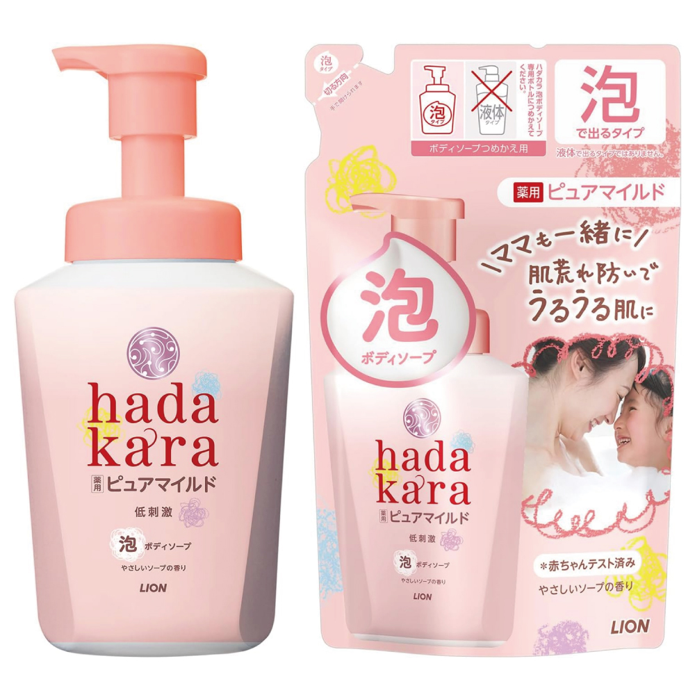 hadakara(ハダカラ) [医薬部外品] ボディーソープ 泡タイプ 薬用ピュアマイルド やさしいソープの香り 本体 550ml + 詰め替え 440ml