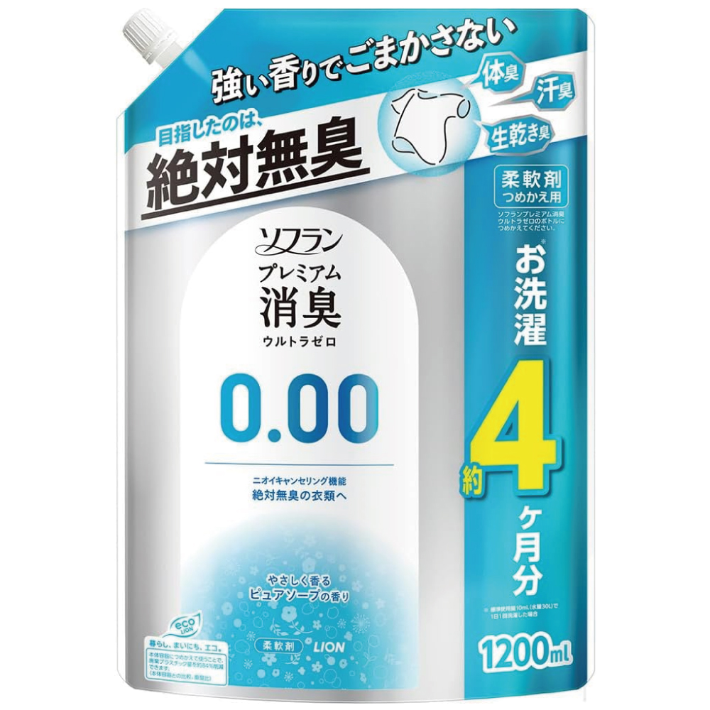 ソフラン プレミアム消臭 ウルトラゼロ 柔軟剤 詰替 特大1200ml
