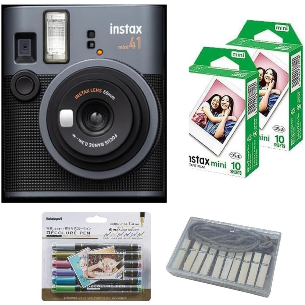 インスタントカメラ チェキ instax mini41 フィルム20枚 ガーランド デコペン (合計4点セット)