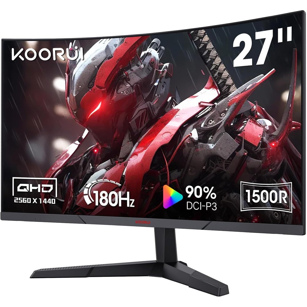 KOORUI 27インチ WQHD 湾曲ゲーミングモニター（180Hz / 1ms / 1500R / HDR / Adaptive Sync）27E6QCA