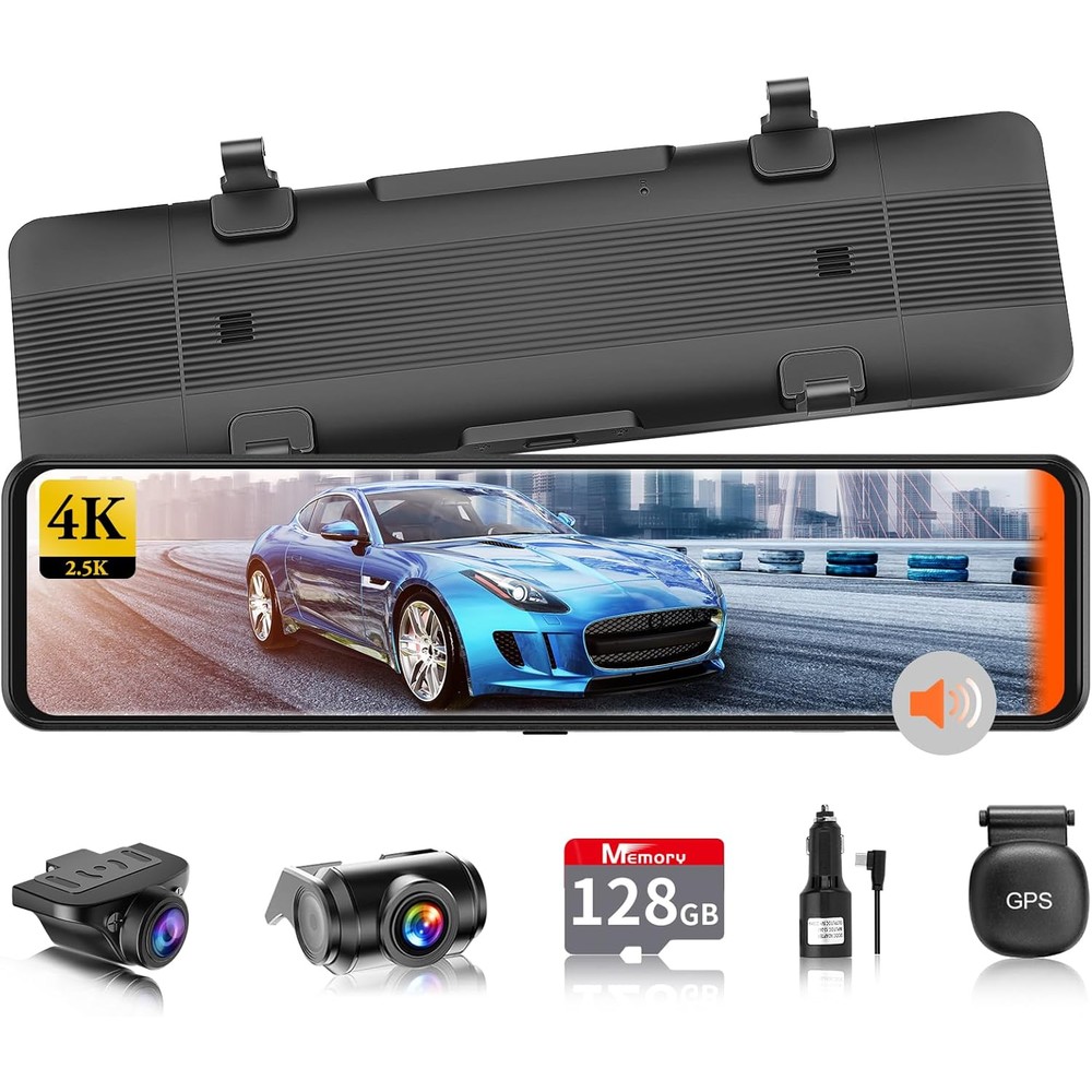 VANBARドライブレコーダー ミラー型 分離 4K IMX415センサー搭載 128GBカード付き