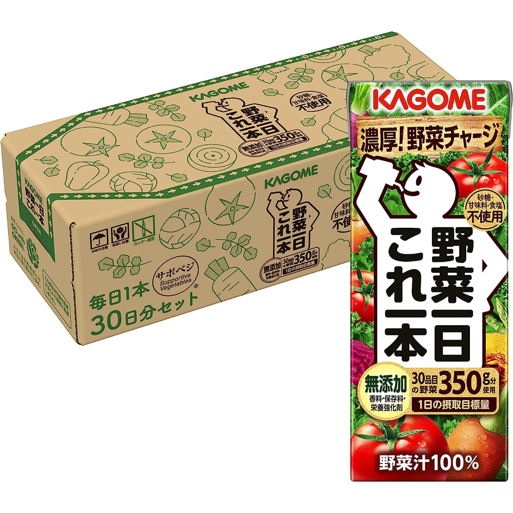 【Amazon.co.jp限定】 カゴメ 野菜一日これ一本 200ml×30本 フル段ボール サポべジ