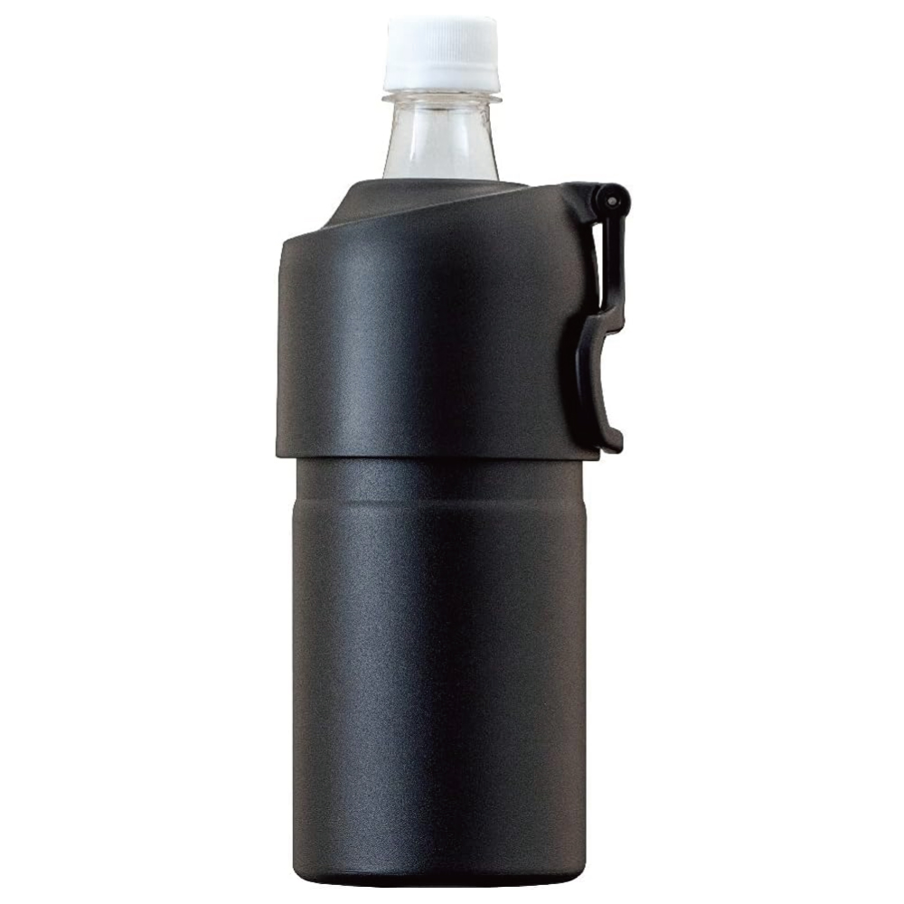 アトラス  ペットボトルクーラー 水筒 保冷 500ml 650ml 真空断熱 ブラック 折りたたみ ハンドル付き ABIB-EBK