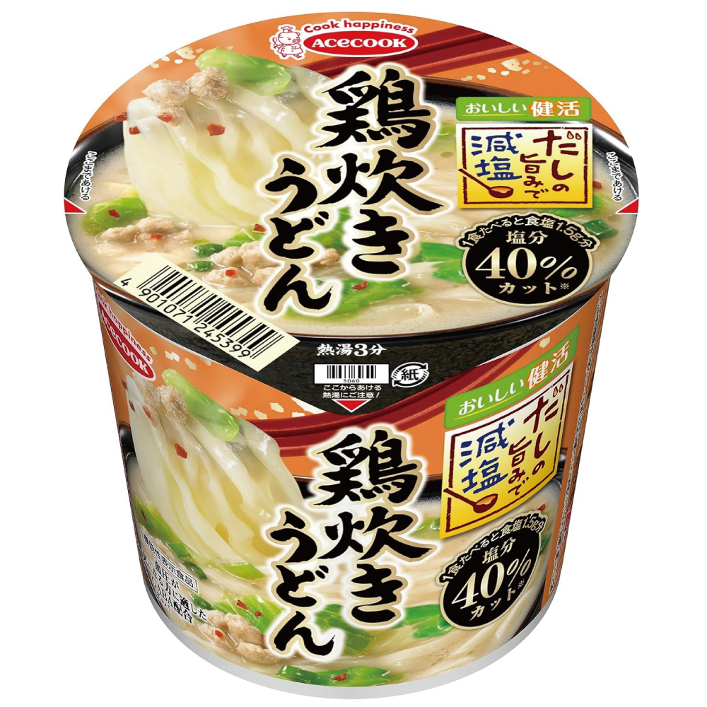エースコック だしの旨みで減塩 鶏炊きうどん 45g×12個