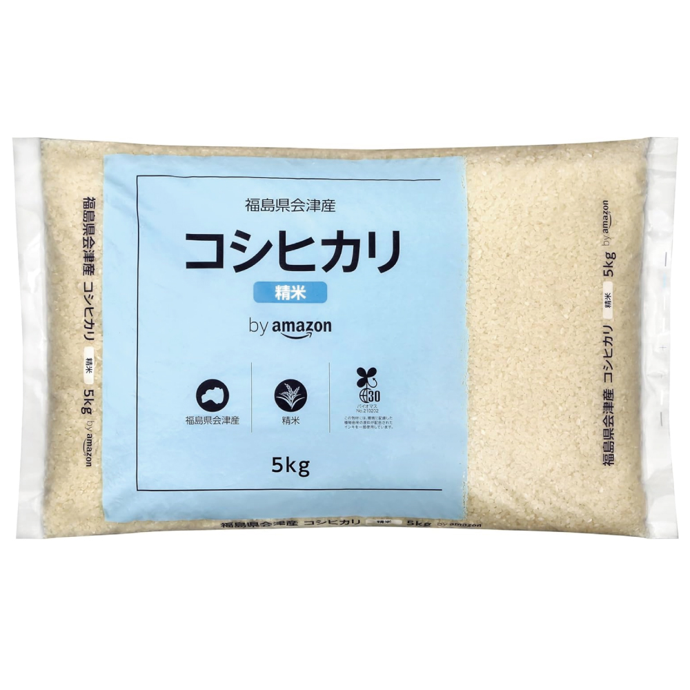 by Amazon 会津産 精米 コシヒカリ 5kg 令和6年産