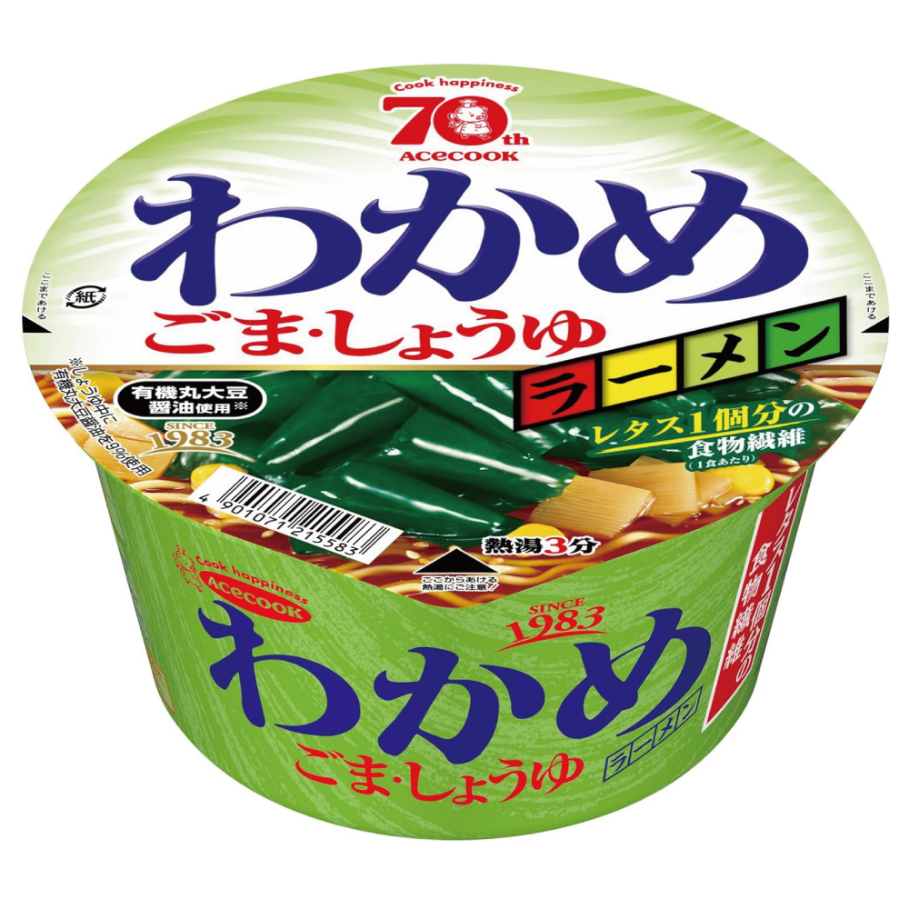 エースコック わかめラーメン ごま・しょうゆ 93g ×12個