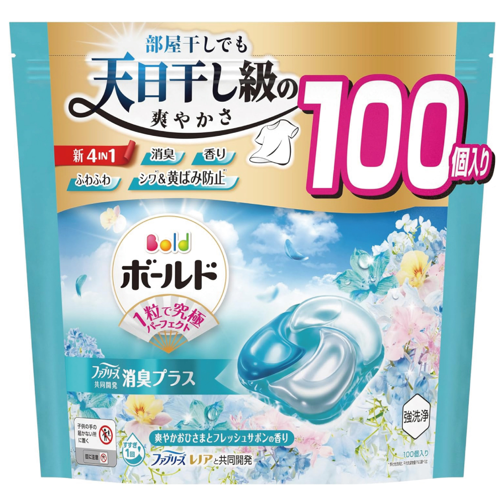 ボールド 洗濯洗剤 ジェルボール 4in1 爽やかおひさまとフレッシュサボンの香り 詰め替え 100個