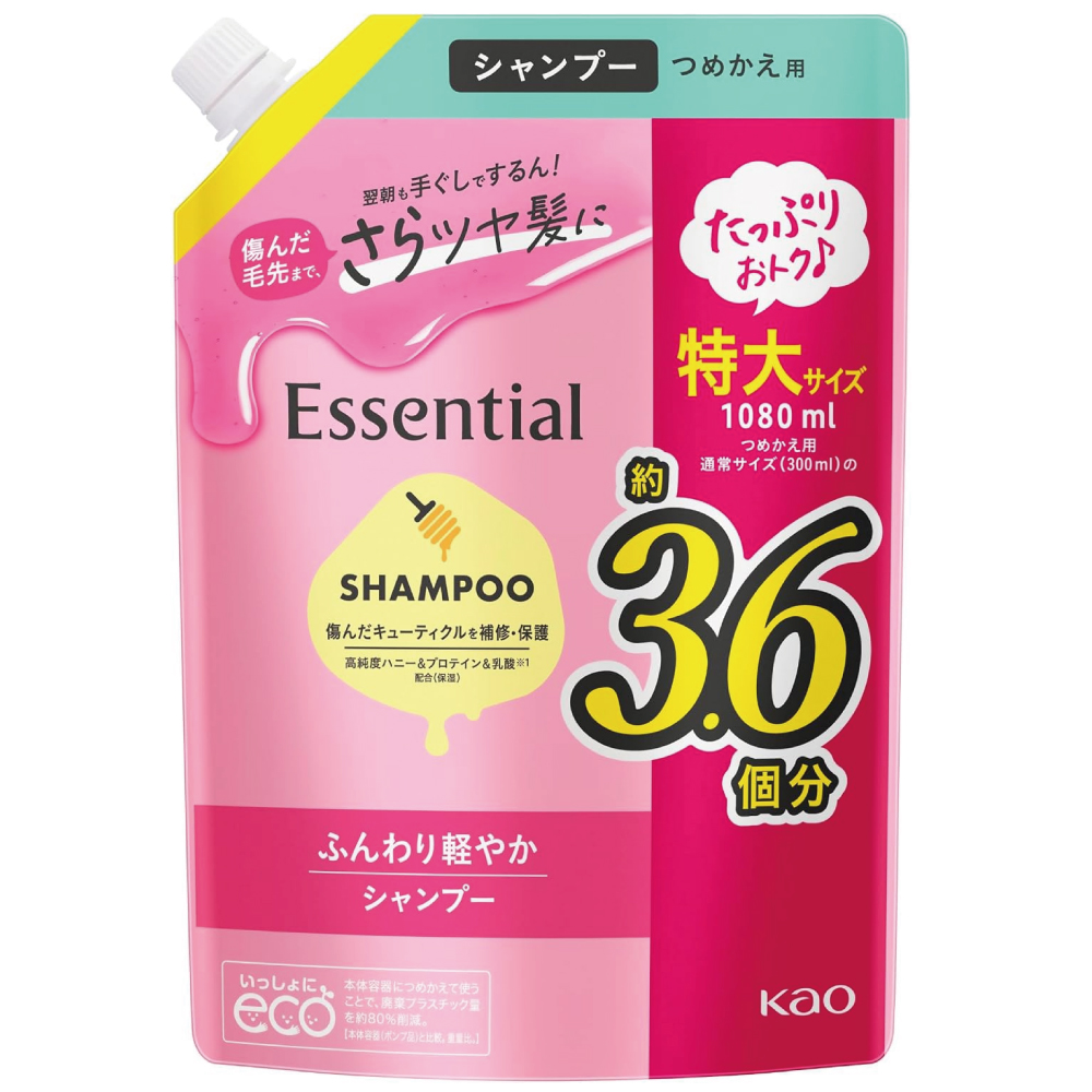 エッセンシャル ふんわり軽やか シャンプー つめかえ用 1080ml