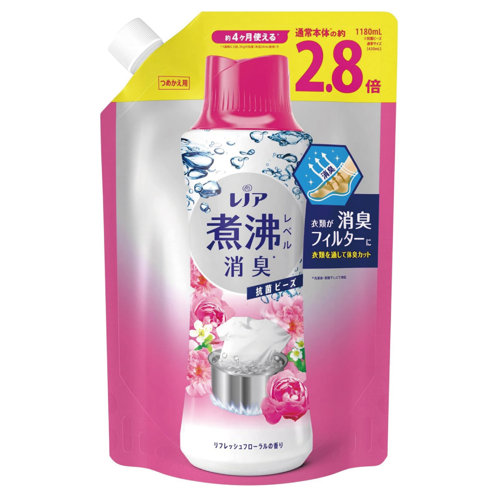 レノア 超消臭 煮沸レベル消臭 抗菌ビーズ リフレッシュフローラル 詰め替え 1,180mL