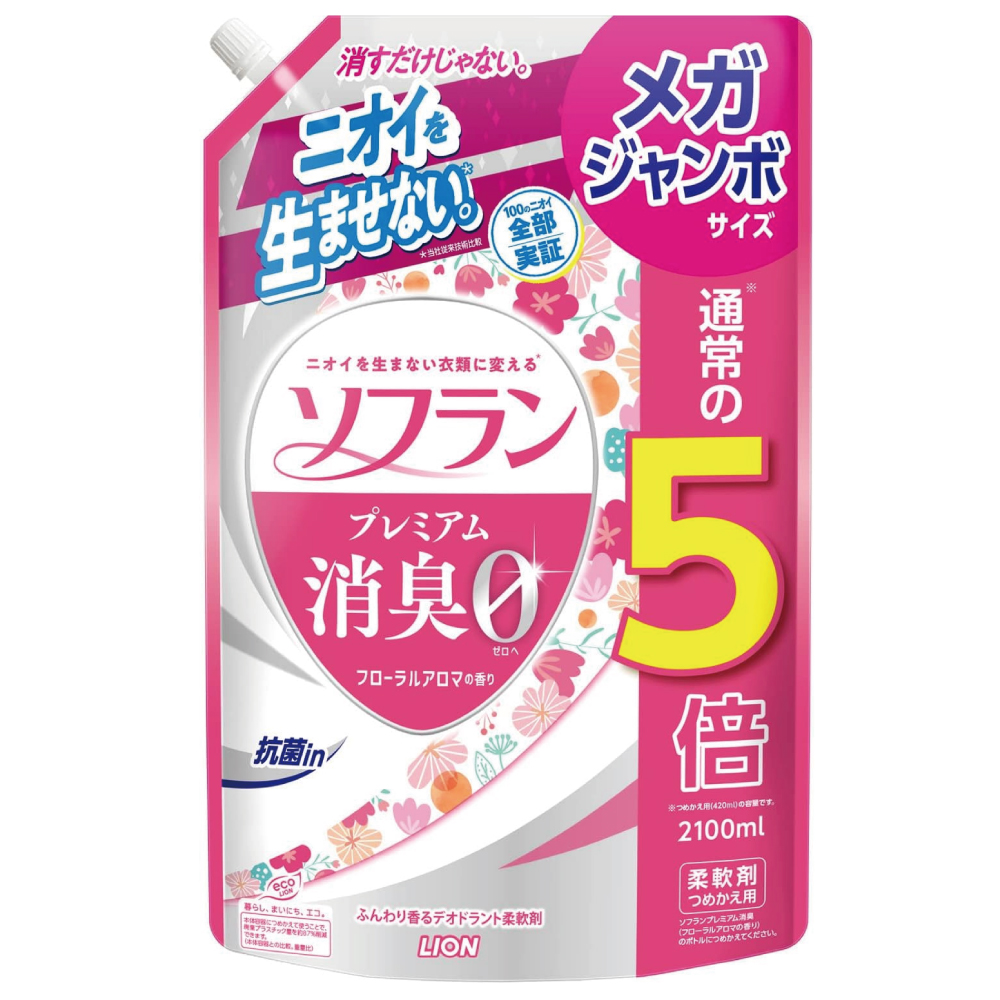 ソフラン プレミアム消臭 フローラルアロマの香り 柔軟剤 詰め替え メガジャンボ 2100 ml