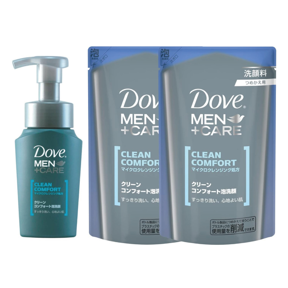 【Amazon.co.jp限定】 Dove(ダヴ) クリーンコンフォート メンズ 泡洗顔 ポンプ 130ml + 詰め替え用 110ml×2個