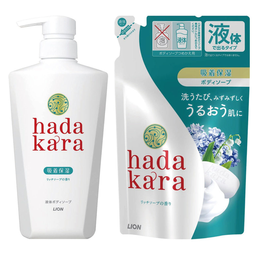 ハダカラ(hadakara) ボディソープ 液体 リッチソープの香り 本体 500ml+詰め替え 360ml