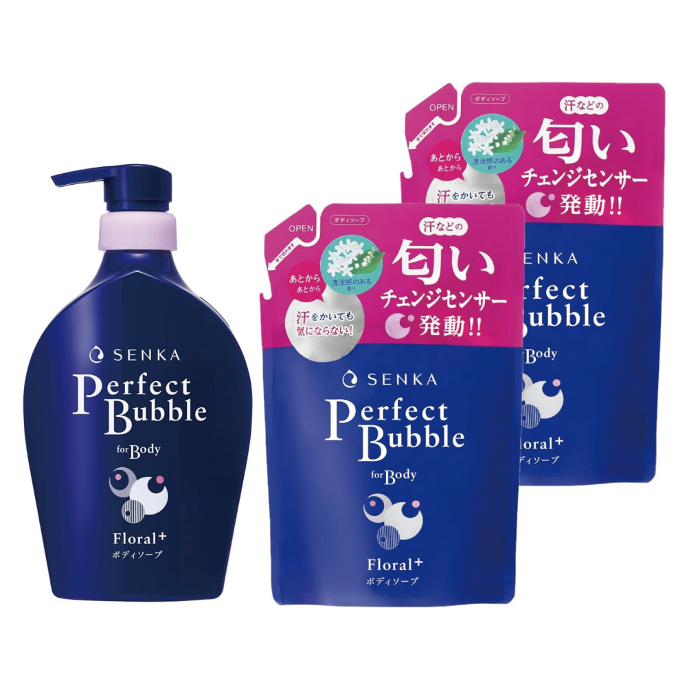 SENKA パーフェクトバブル フォーボディ フローラルプラスn ボディ洗浄料 本体 500mL +つめかえ用 350mL×2個