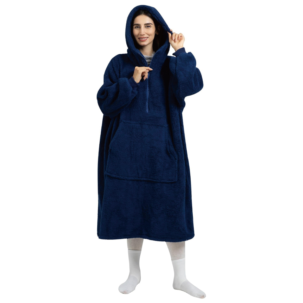 Winthome 着る毛布 ロング丈 ルームウェア ジッパー付き