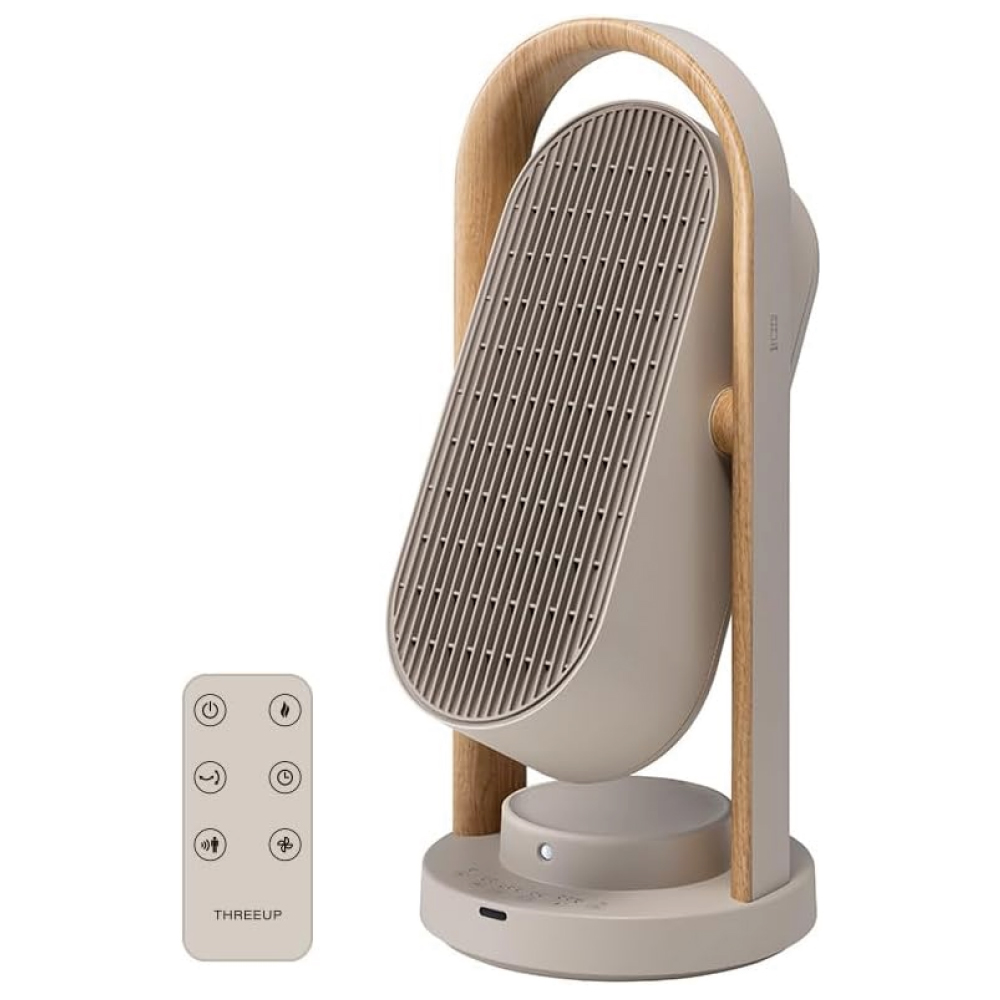 スリーアップ セラミックヒーター 上下左右自動首振り リモコン付 グレージュ CH-AZ0616GG