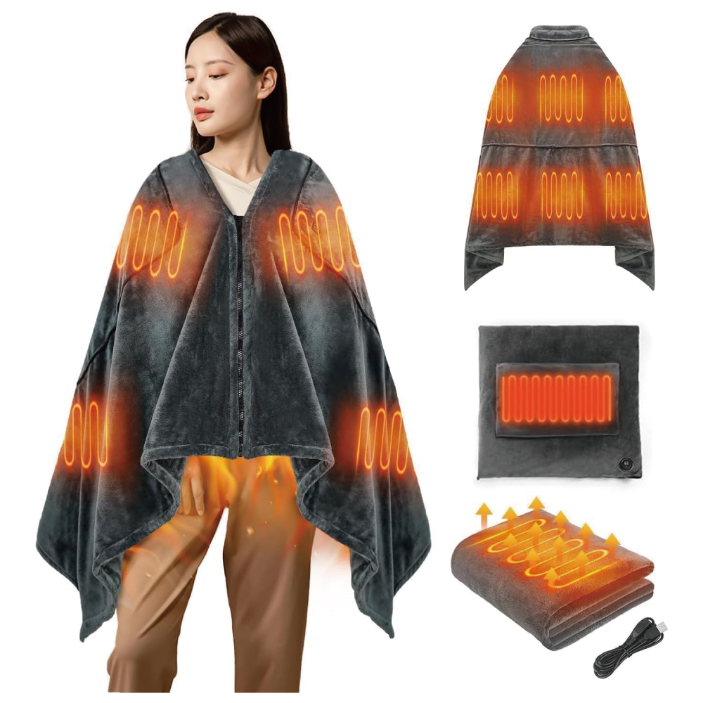 Intime 電気ブランケット 大判サイズ 160×80cm 男女兼用 (グレー)