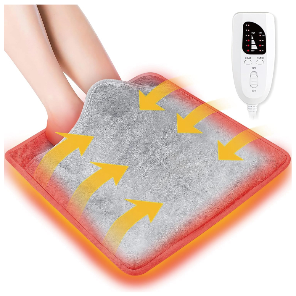 フットウォーマー 電気足温器 6段温度調整 グレー 40×40cm