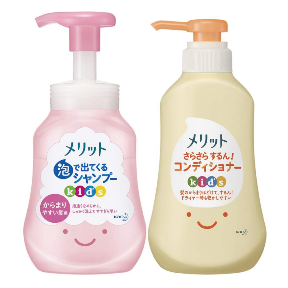 メリット キッズ 泡で出てくる シャンプー からまりやすい髪用 ポンプ 300ml + キッズ さらさらするん コンディショナー ポンプ 360ml セット