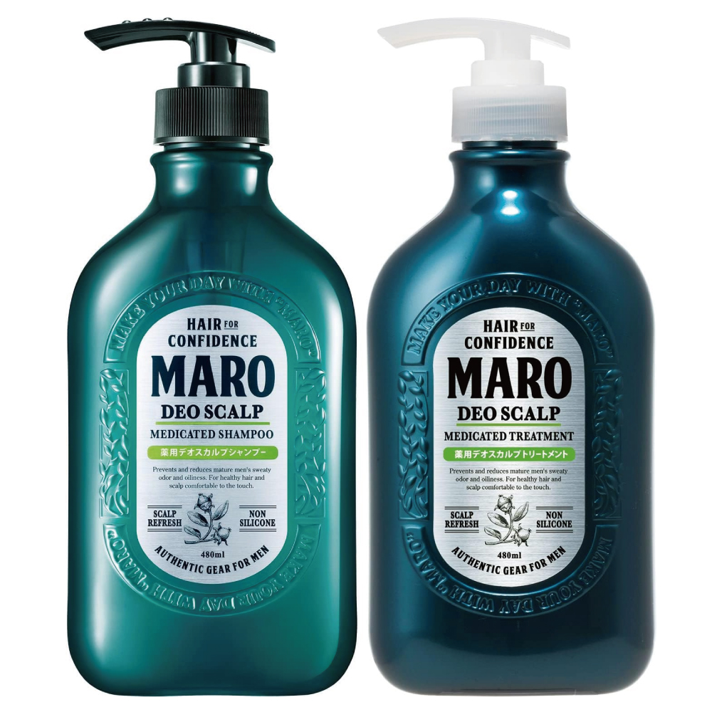 MARO(マーロ) デオスカルプ 薬用 シャンプー&トリートメント メンズ グリーンミントの香り DX 本体セット 480ml×2 【医薬部外品】