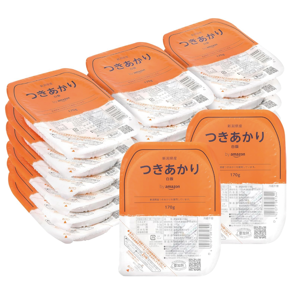 by Amazon パックご飯 新潟県産つきあかり(白米) 170g×20個(Happy Belly)