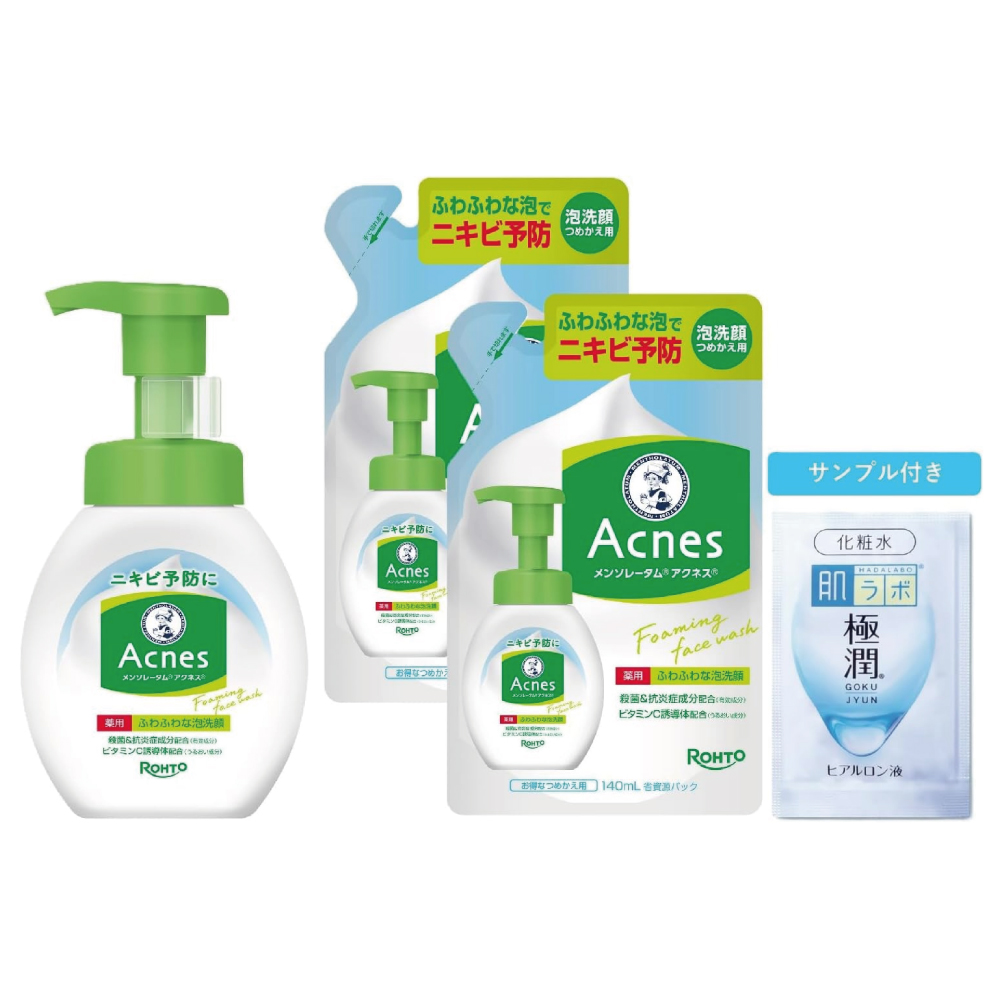 メンソレータム アクネス ニキビ予防薬用ふわふわ泡洗顔 本体1個+詰替2個セット