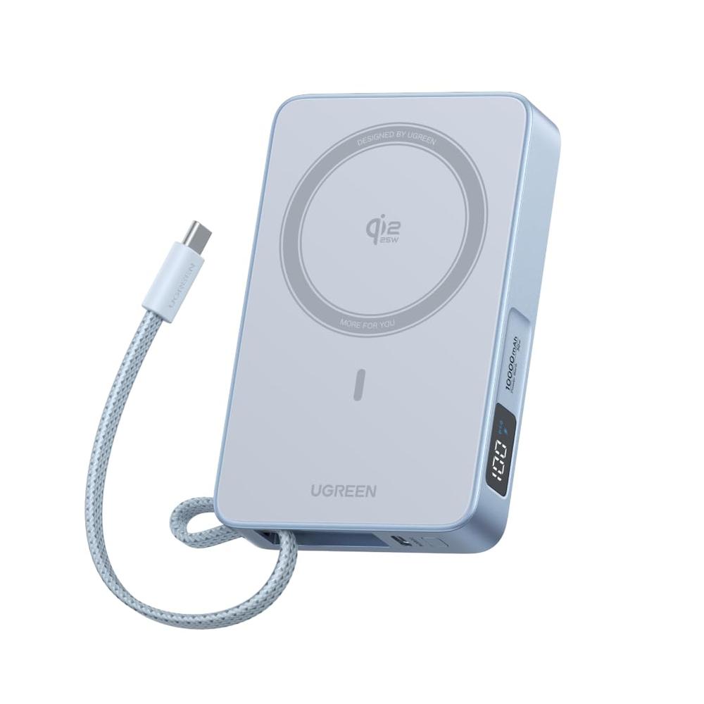 UGREEN MagFlow Qi2 25W 認証 モバイルバッテリー (10000mAh・30W) USB-Cケーブル内蔵 iPhone17-16シリーズ 25W Magsafe対応