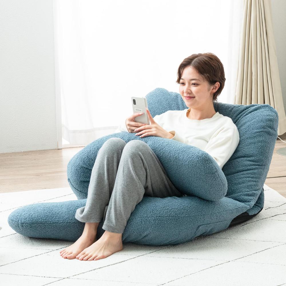 タンスのゲン ベッドで、暮らす。ハグ座椅子(R) 背もたれ クッション リクライニング 18段階ギア 2way