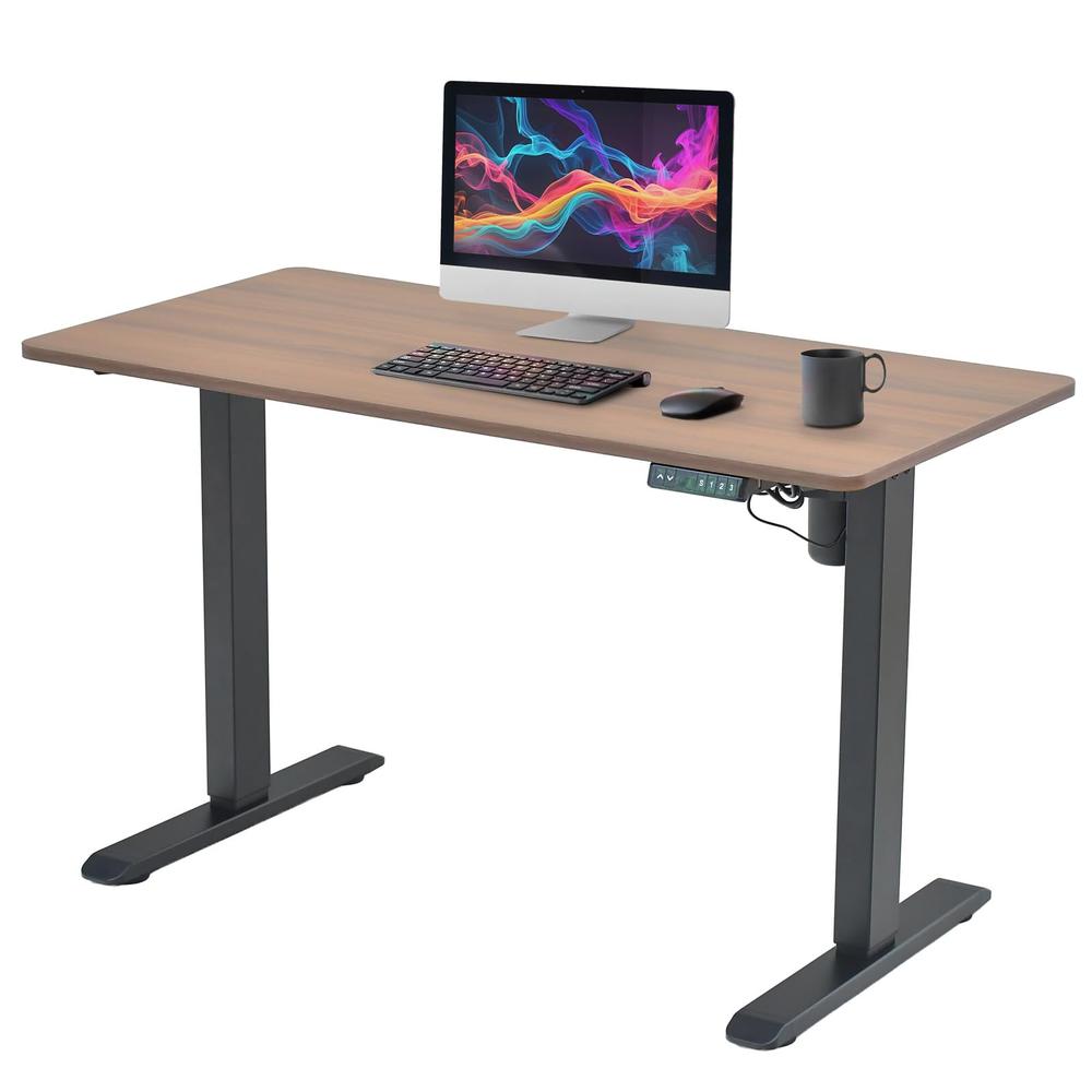 山善(YAMAZEN) 昇降デスク 電動 昇降式デスク 一枚板チェリーブラウン/マットブラック AED-1260 CBR/MBK