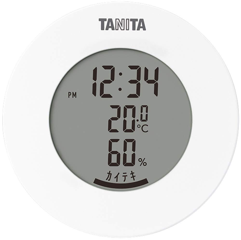 タニタ 温湿度計 時計 ホワイト TT-585 WH